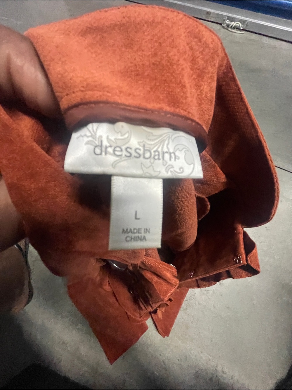 Dressbarn Jacket XL Rust Orange Faux Suede Ruffle Military Victorian Steampunk L - Picture 6 of 7